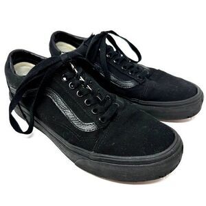 Vans Unisex‎ Old Skool Black Canvas Lace-up Sneakers W 7 / M 8.5